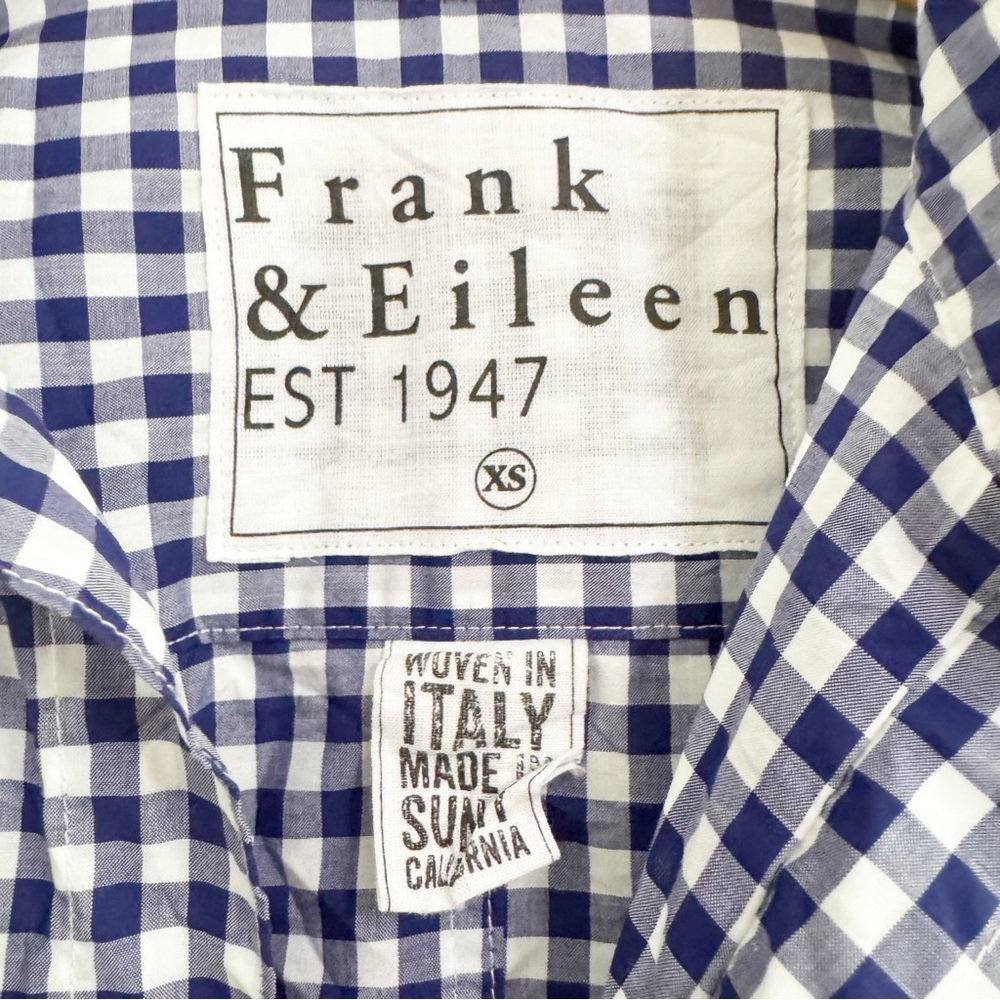 Frank & Eileen Barry Blue Gingham Button Front Top XS - Picture 6 of 13